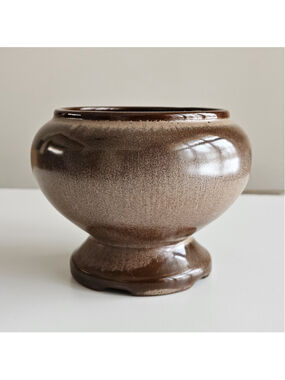 Frankoma Pottery 22S Brown Drip Glaze Ceramic Pedestal Vase Vintage Oklahoma